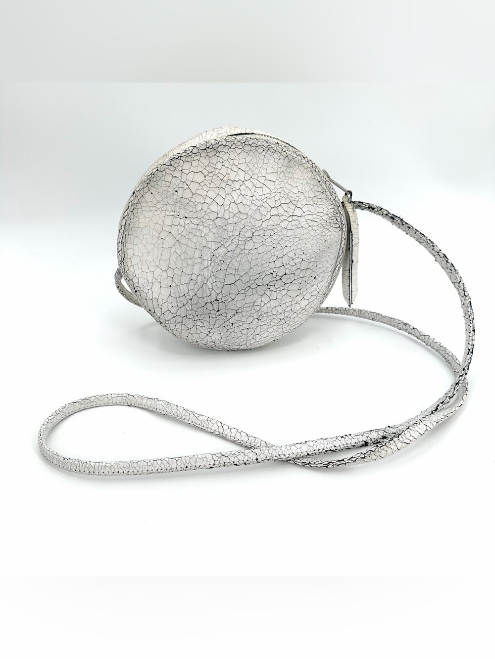 1951 Maison Francaise Bag Rond (Round) Purse White Crackle Zippered